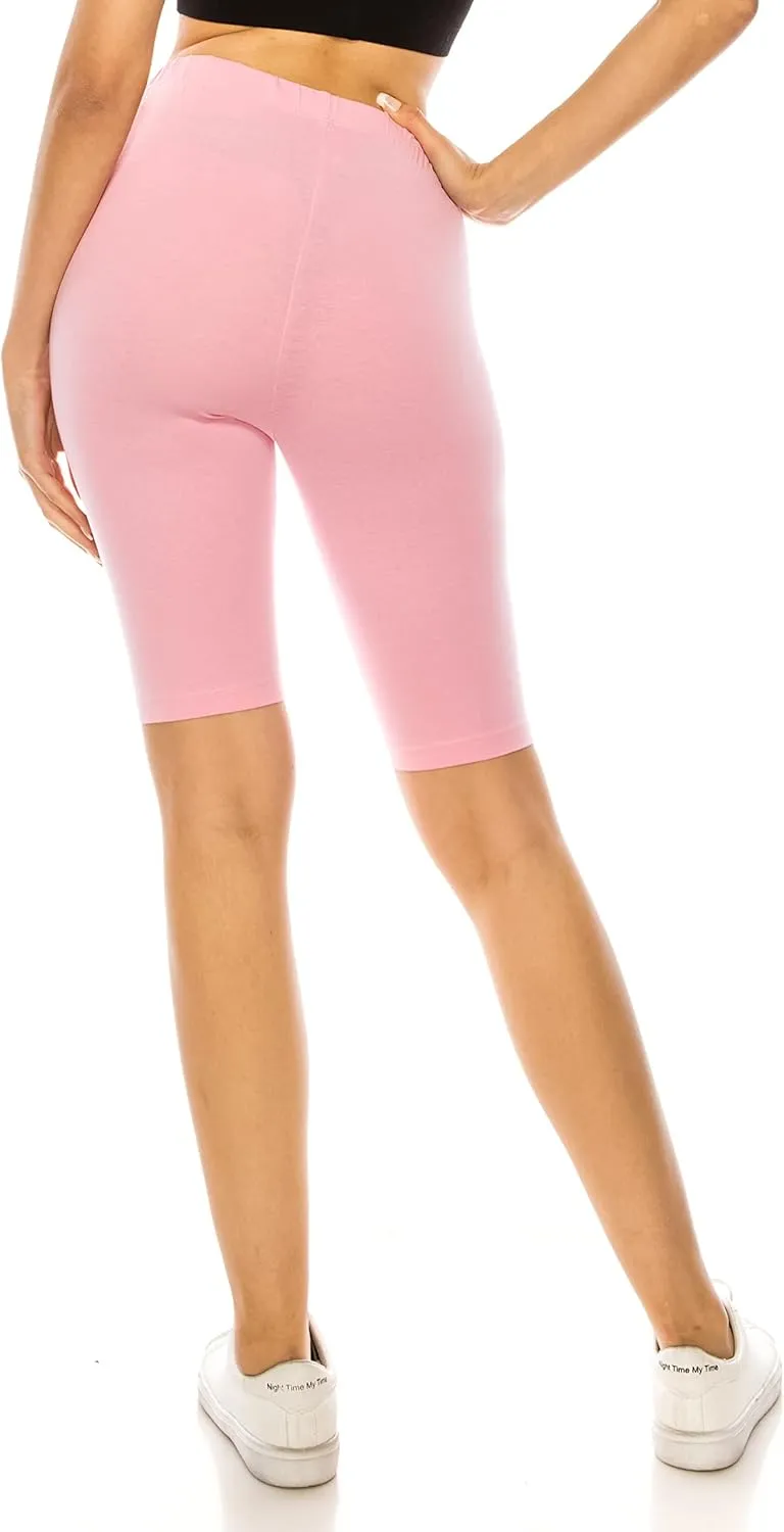 RENESEILLE Women's Active Biker Shorts  High Waist 10" Inseam Athletic Workout Gym Sports Yoga Running Bike Pants