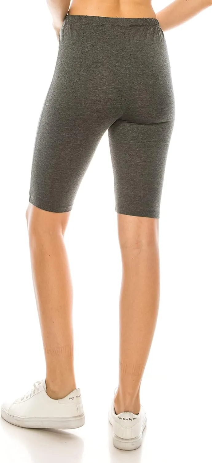 RENESEILLE Women's Active Biker Shorts  High Waist 10" Inseam Athletic Workout Gym Sports Yoga Running Bike Pants