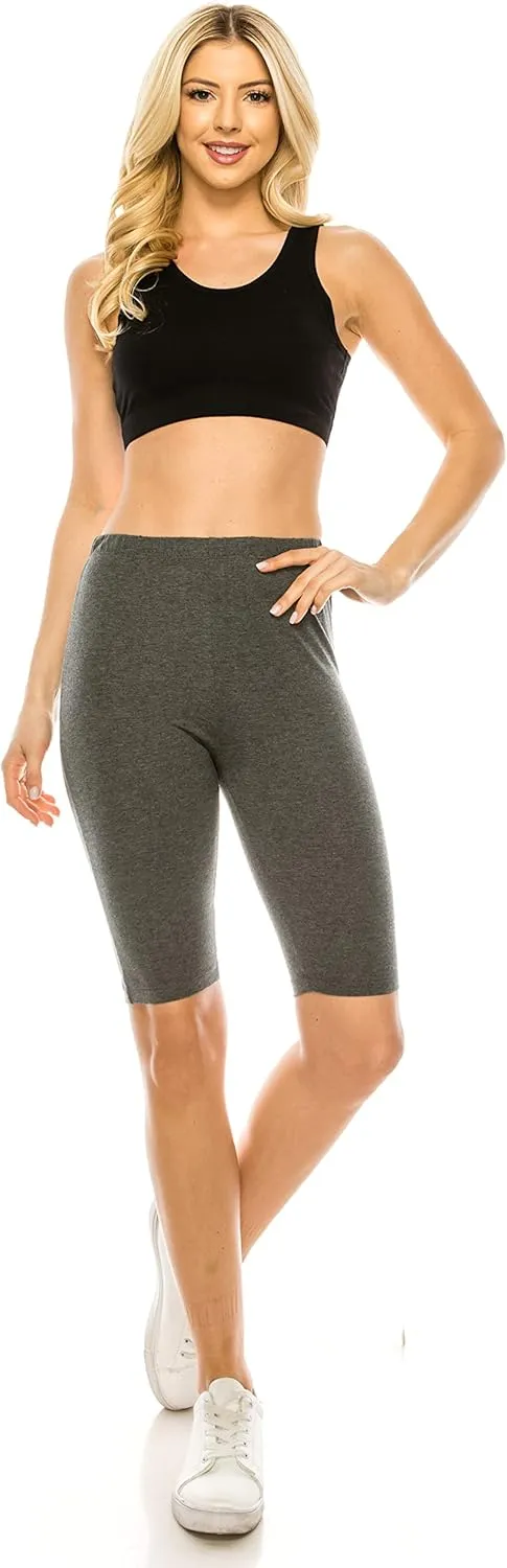 RENESEILLE Women's Active Biker Shorts  High Waist 10" Inseam Athletic Workout Gym Sports Yoga Running Bike Pants