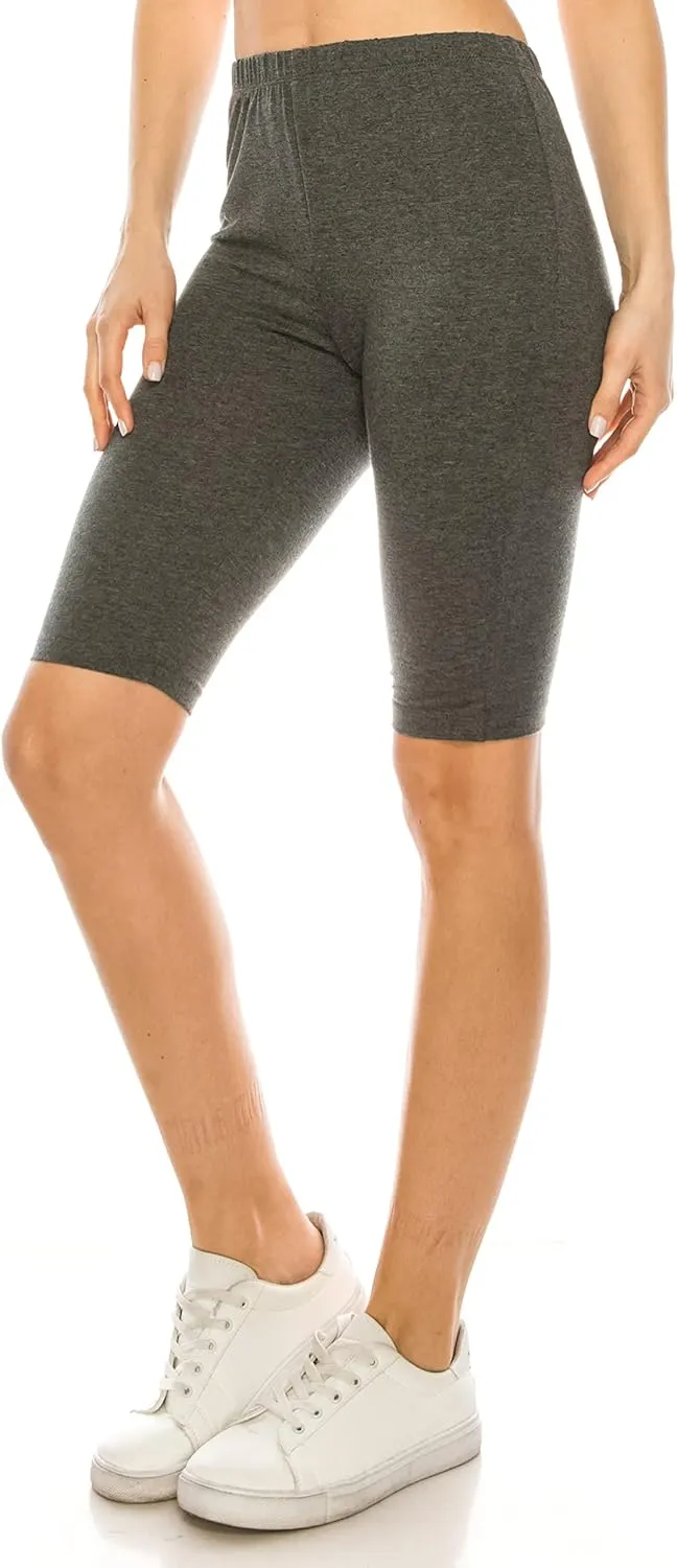 RENESEILLE Women's Active Biker Shorts  High Waist 10" Inseam Athletic Workout Gym Sports Yoga Running Bike Pants