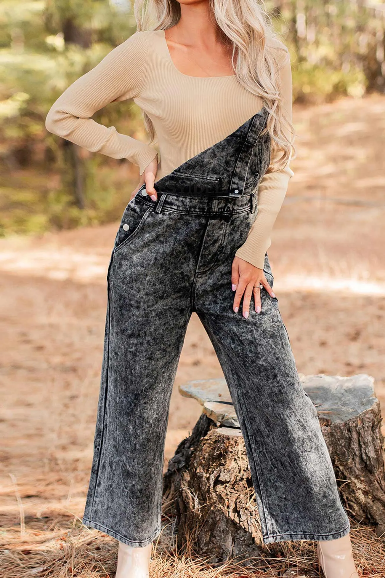 Retro Solid Denim Jumpsuits