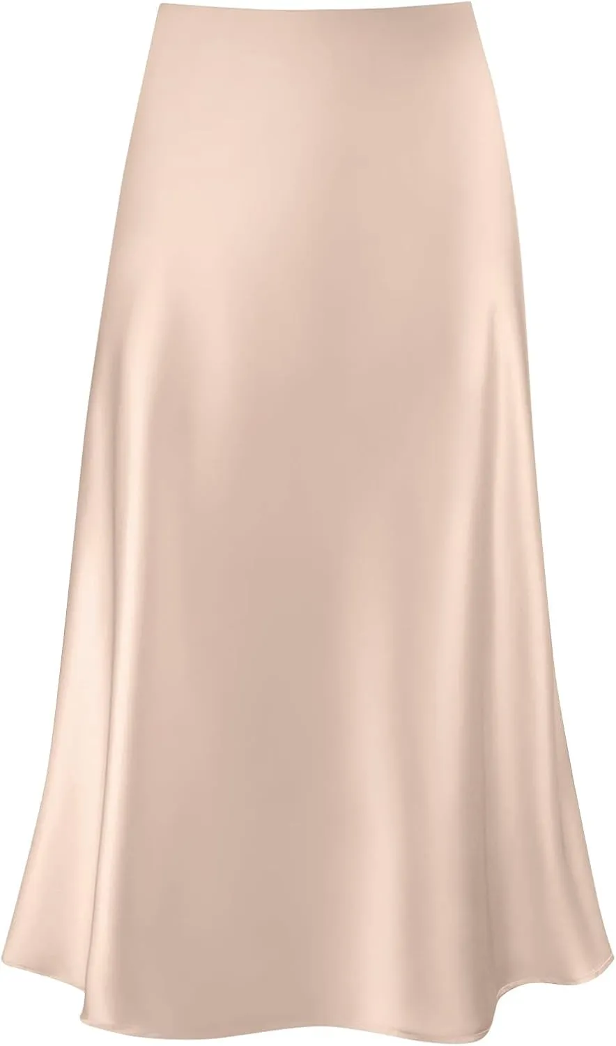 Satin Skirts for Women Summer Casual Flowy Silk High Waisted Modest Flared Ruffle Work Cocktail A Line Midi Skirts