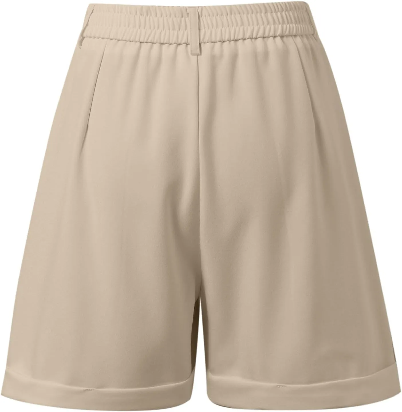 Shorts for Women Dressy Casual Summer Elastic Waist in The Back Pleated Wide Leg Tailored Work Trouser Shorts