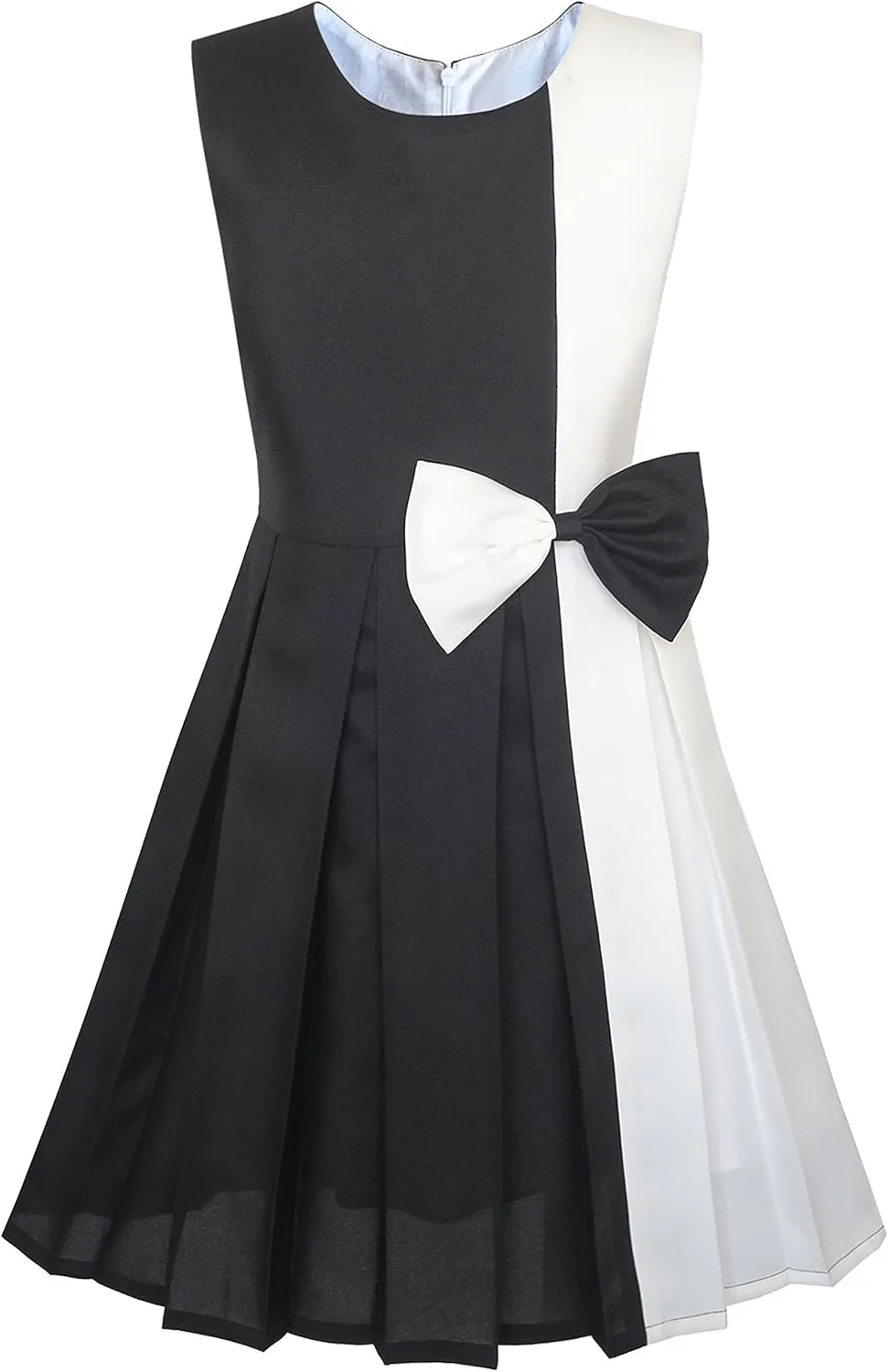 Sunny Fashion Girls Dress Color Block Contrast Bow Tie Everyday Party Size 4-14