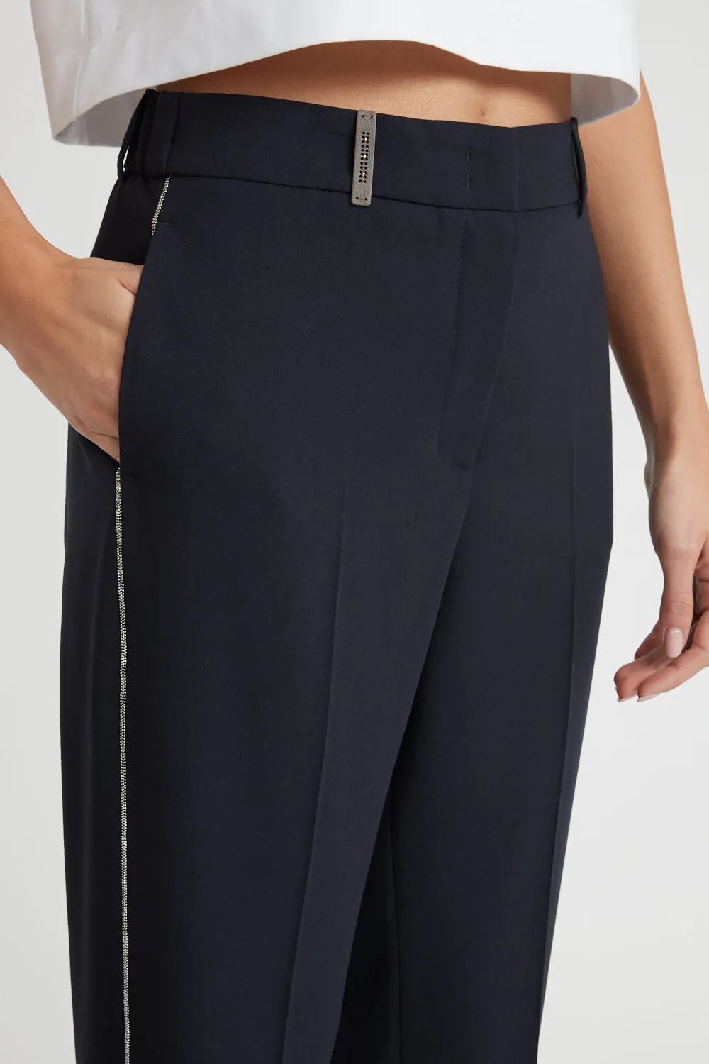 Technical wool cigarette trousers