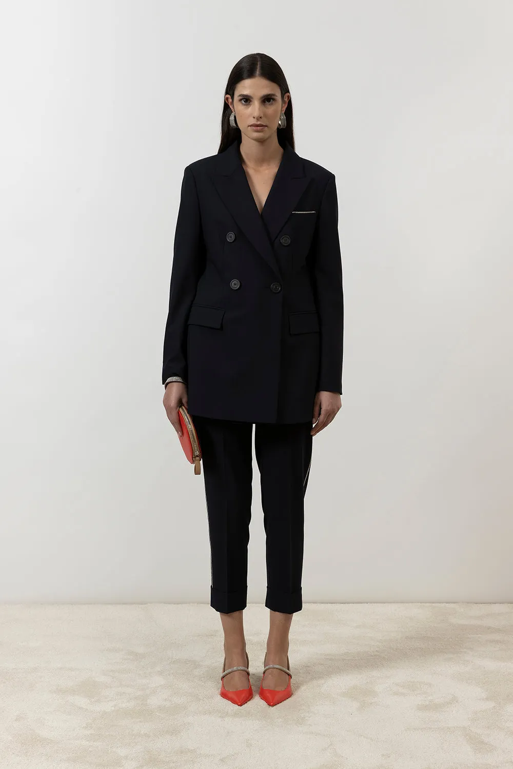 Technical wool cigarette trousers