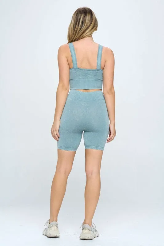 TEEK - Mineral Wash Seamless Biker Shorts Set