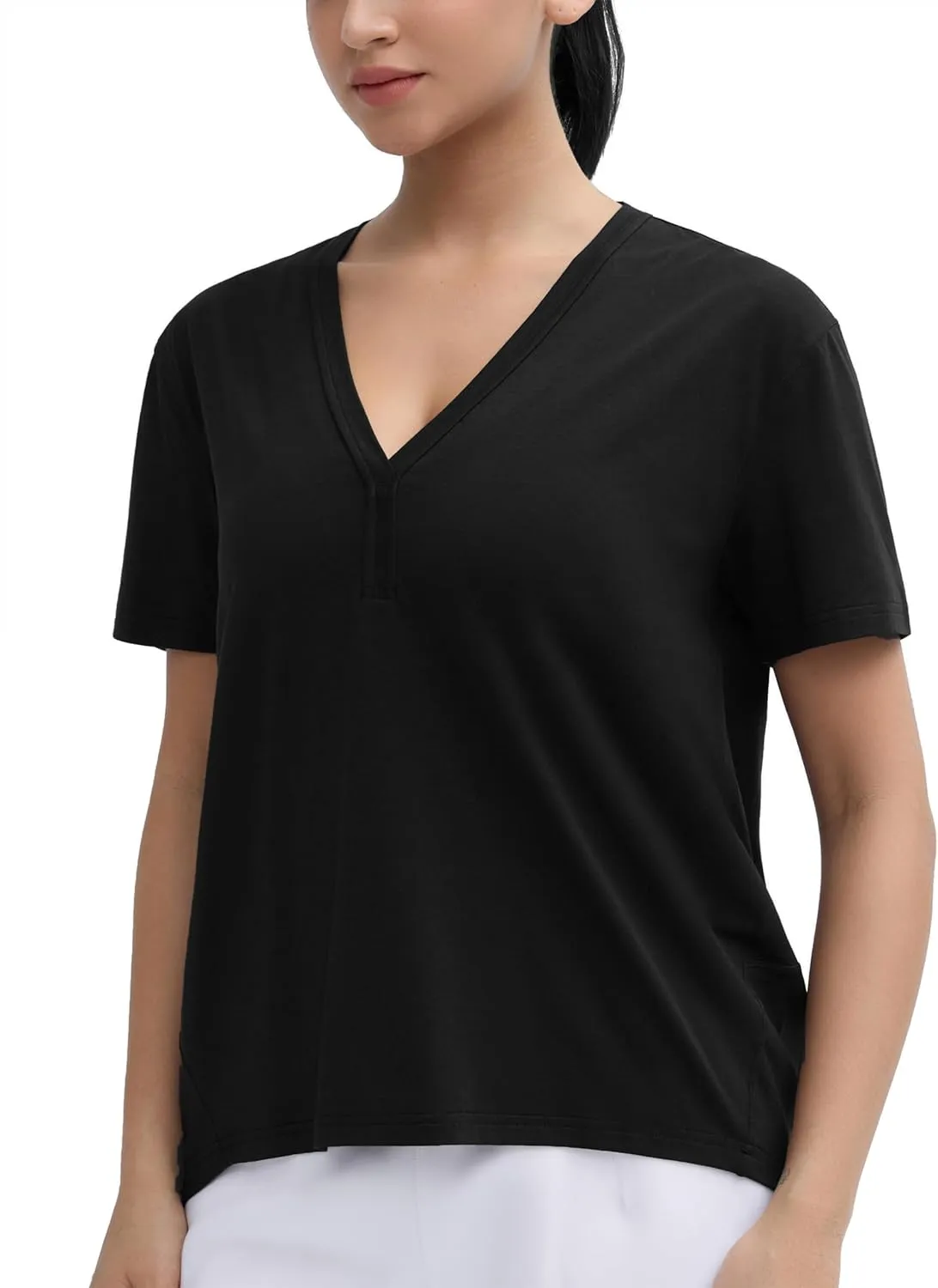 THE GYM PEOPLE Women's Loose Fit Workout T-Shirts V Neck Short Sleeve Running Yoga Lounge Tee Tops