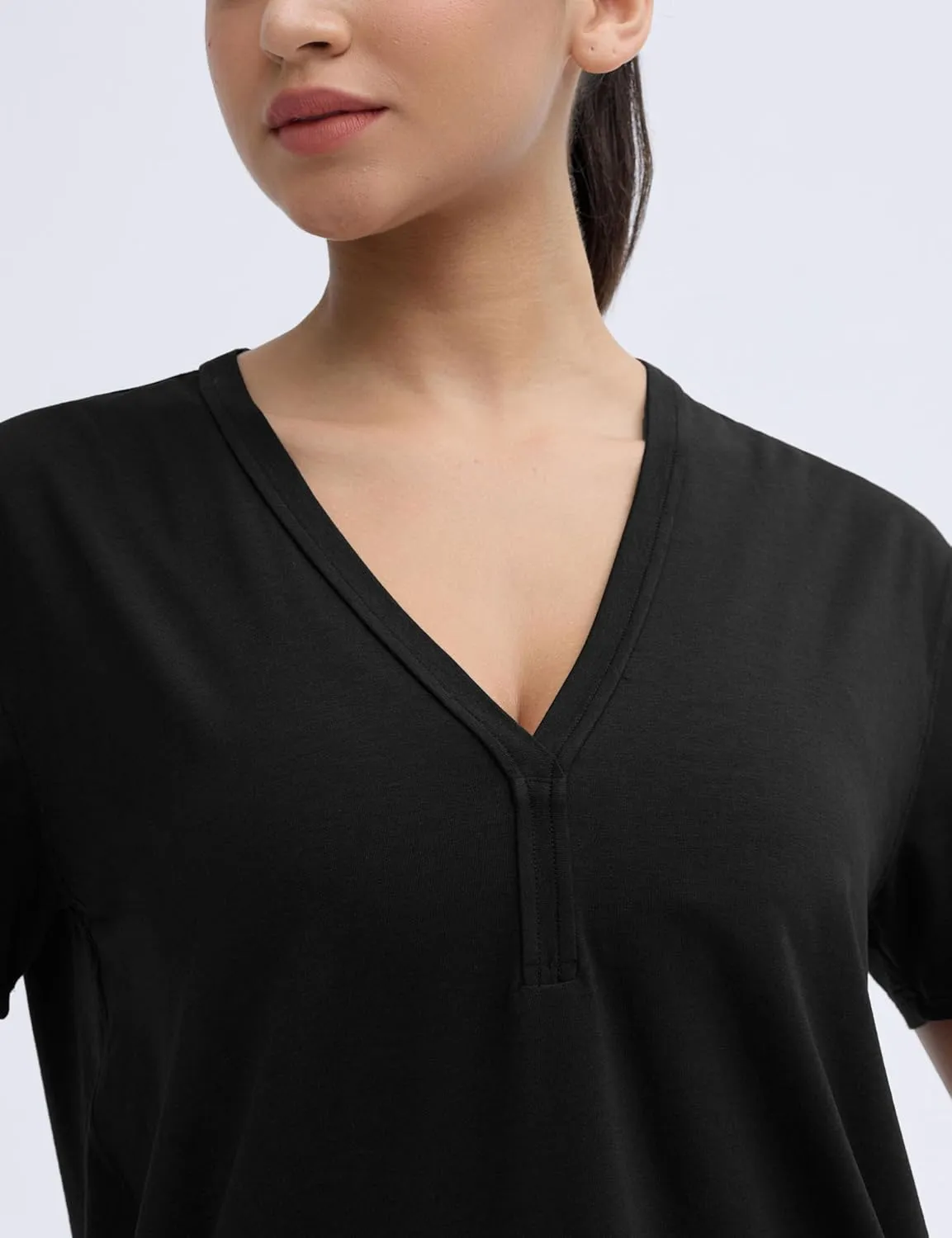 THE GYM PEOPLE Women's Loose Fit Workout T-Shirts V Neck Short Sleeve Running Yoga Lounge Tee Tops