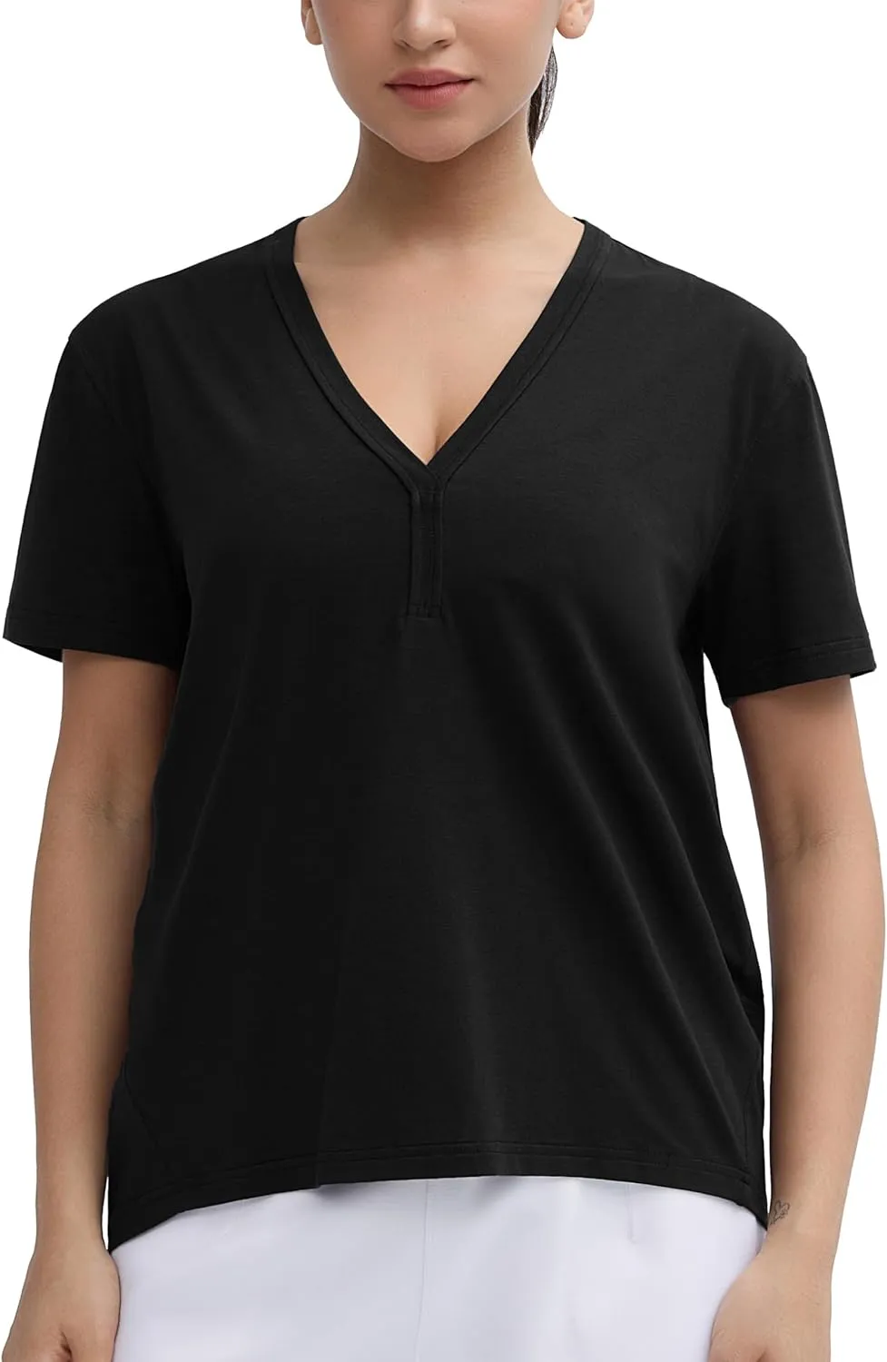 THE GYM PEOPLE Women's Loose Fit Workout T-Shirts V Neck Short Sleeve Running Yoga Lounge Tee Tops