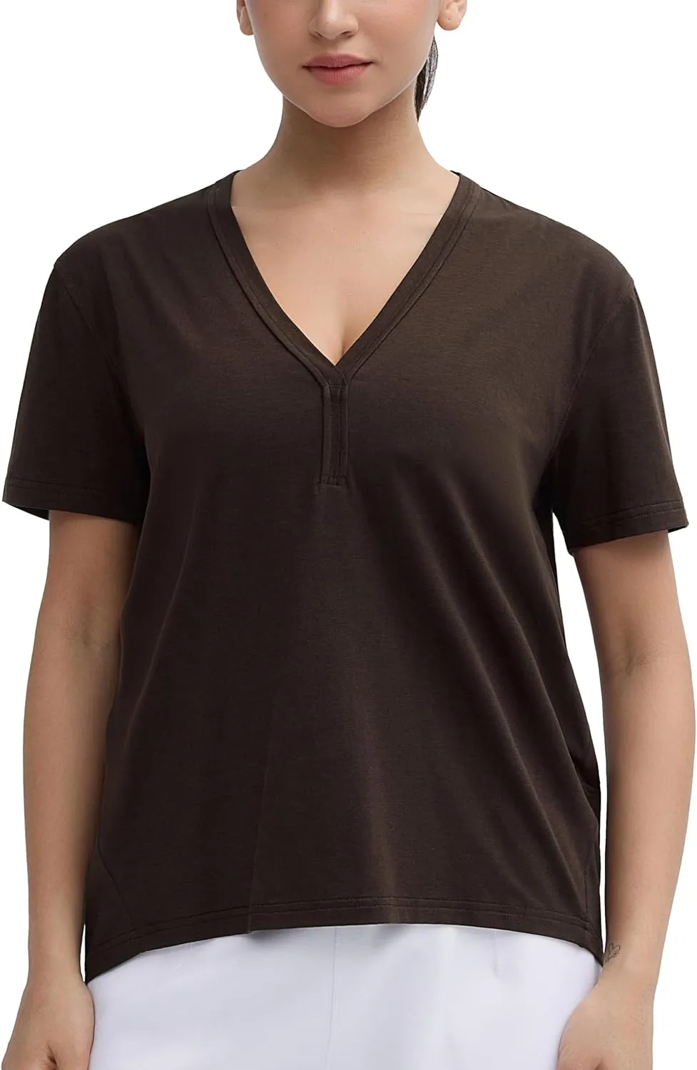 THE GYM PEOPLE Women's Loose Fit Workout T-Shirts V Neck Short Sleeve Running Yoga Lounge Tee Tops