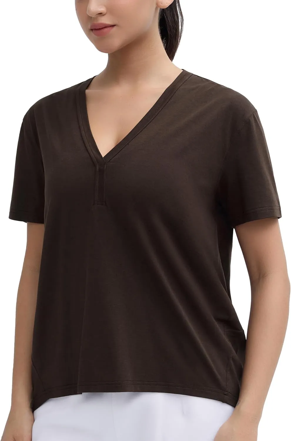 THE GYM PEOPLE Women's Loose Fit Workout T-Shirts V Neck Short Sleeve Running Yoga Lounge Tee Tops