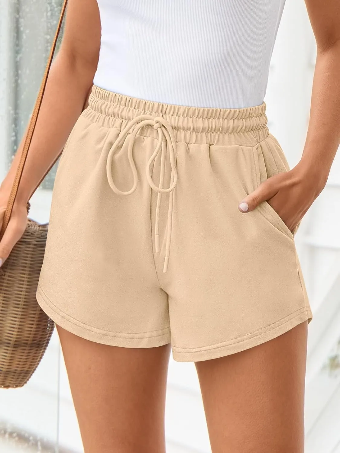 Trendy Queen Womens Sweat Shorts Casual Summer Comfy Lounge Athletic Clothes Elastic Cotton Running