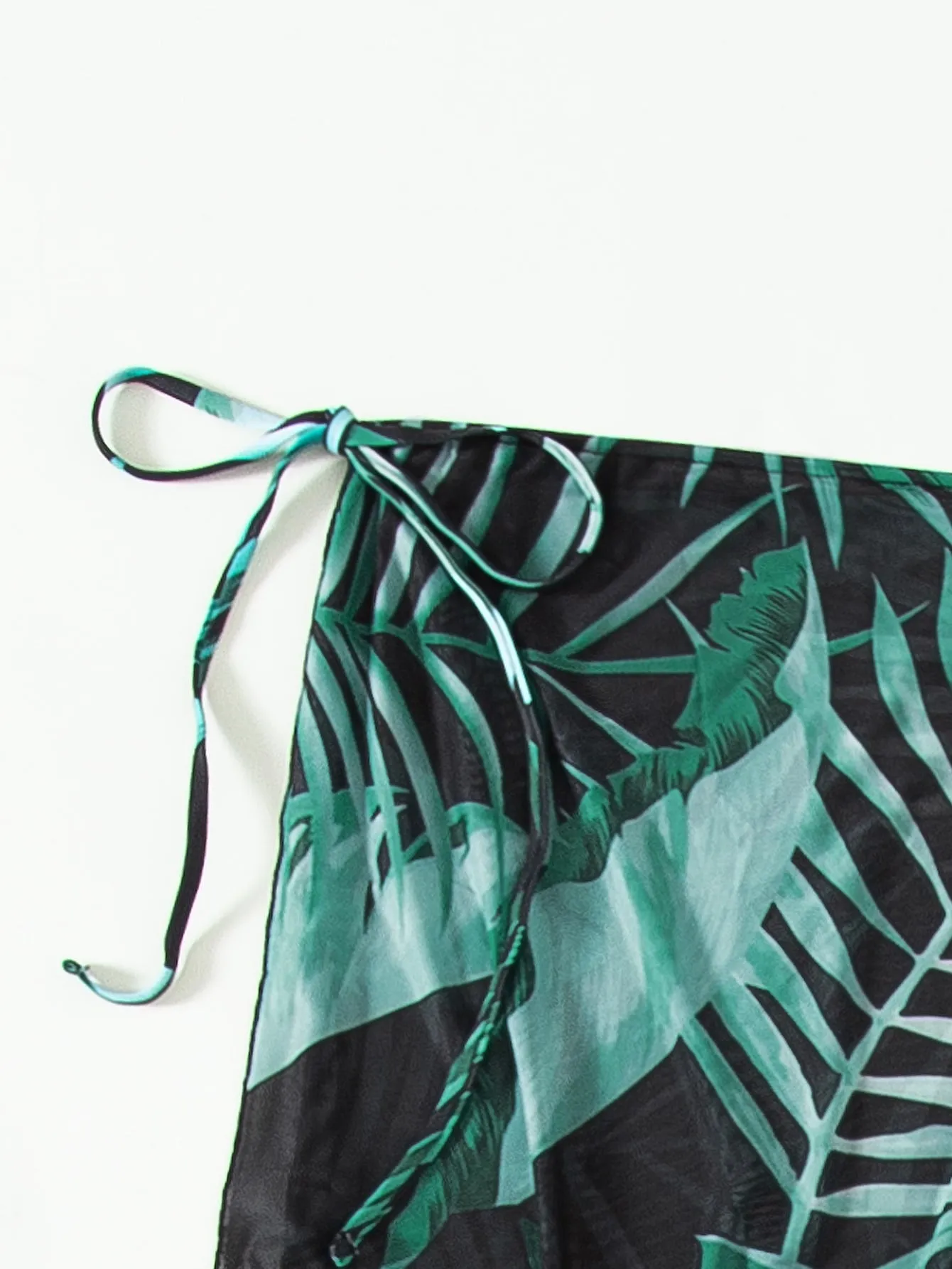 Tropical Print One Piece Swimsuit With Cover Up Skirt