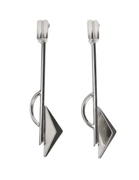Ugo Correani Vintage Deco Geometric Oversized Silver Earrings