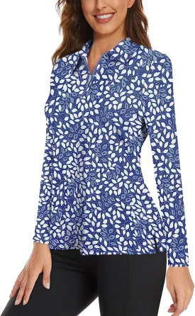 Viracy Womens Golf Shirt UPF50  Sun Protection Long Sleeve 1/4 Zip Up Polo Workout Tops Fast Dry Fit Moisture Wicking