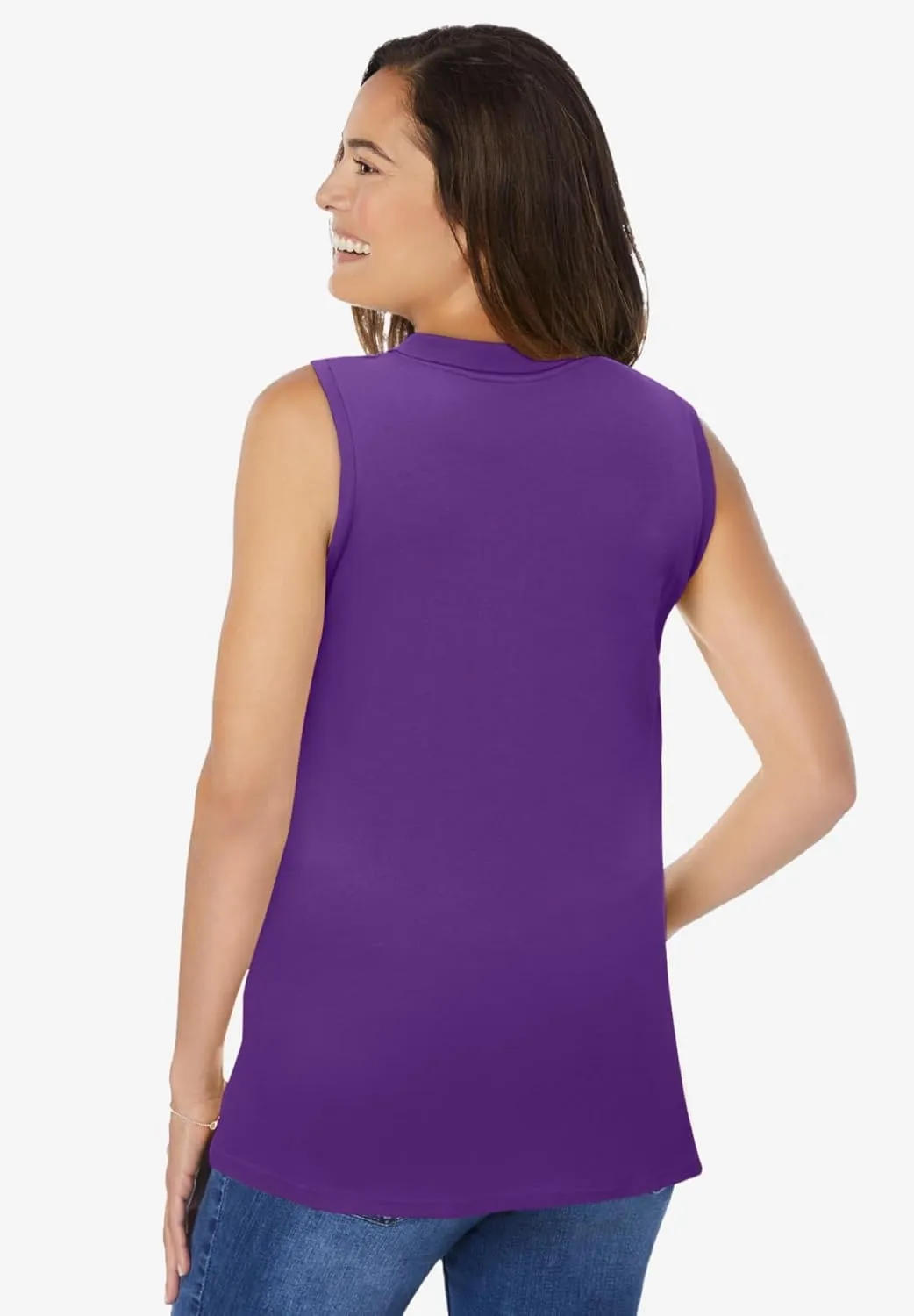 Woman Within Plus Size Sleeveless Polo Tunic