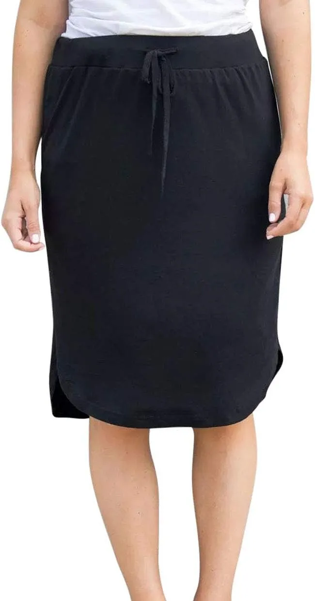 Womens Skirts Knee Length Pencil Skirts Elastic Midi Bodycon Solid Drawstring Daily Dresses