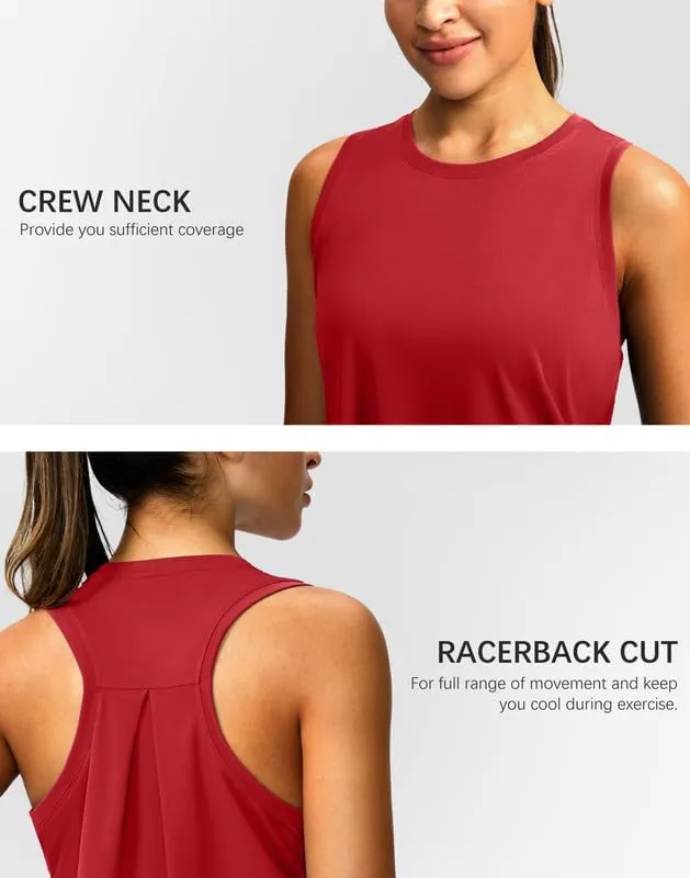 Women's Workout Tops Racerback Athletic Tank Tops Sleeveless Loose Fit Yoga Running Gym Shirts for Women